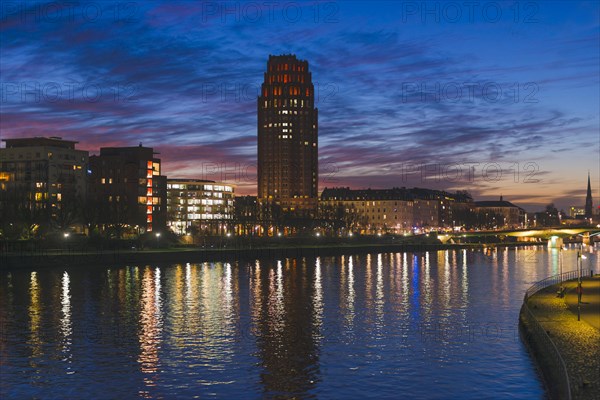 Main Plaza in the Deutschherrnviertel quarter at the blue hour