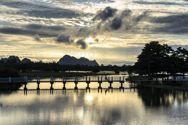 Bridge across artificial lake