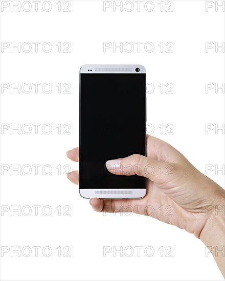 Smartphone with black screen in hand