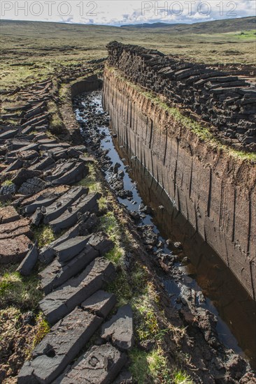 Cut peat on a peat bog