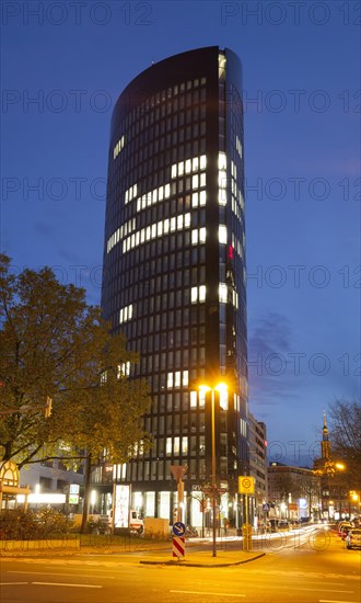 RWE Tower at dusk