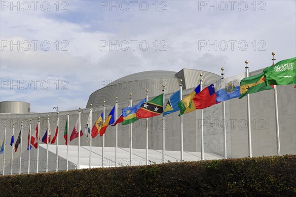 International flags in front of the Headquarters of the United Nations