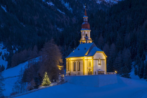 Illuminated mountain church