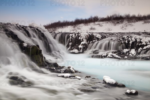 Waterfall Bruarfoss in winter