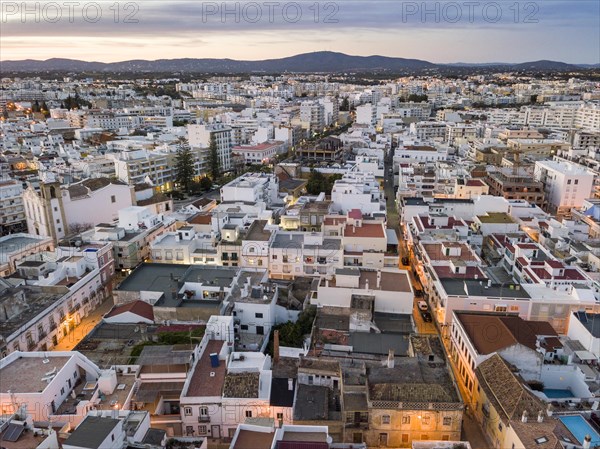 Citty view of Olhao in the evening