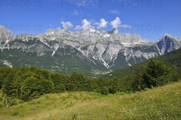 View over Thethi valley towards Radohima and Arapi mountain