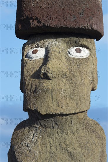Moai wearing a Pukao topknot