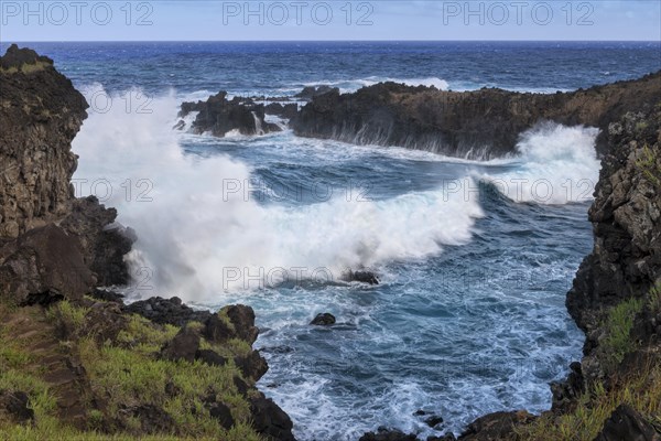 Waves crashing on the rocks