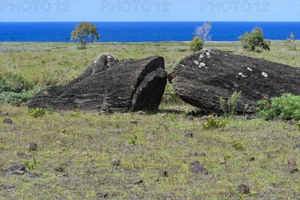 Broken Moai in Rano Raraku