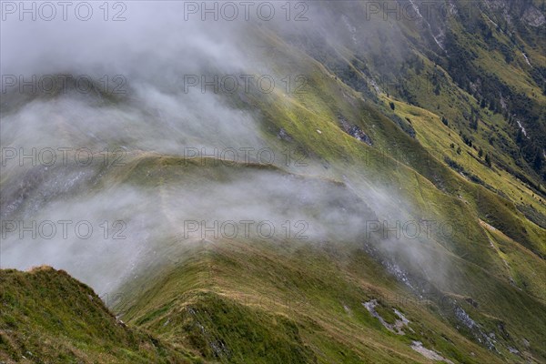 Fog creeping over ridge