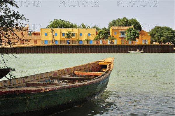 View over the river Senegal to the Senegalese town of Podor