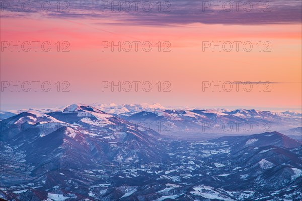 Winter sunset on Mount Nerone