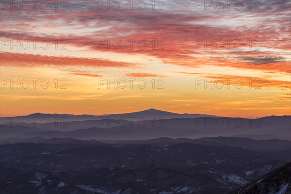 View of Mount Amiata in winter from Mount Nerone