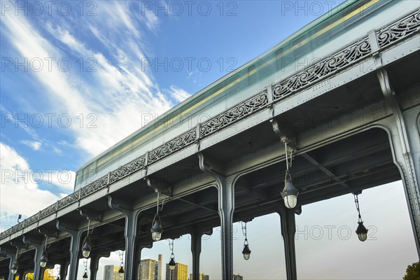 Metro on the Pont de Bir-Hakeim with Viaduc de Passy