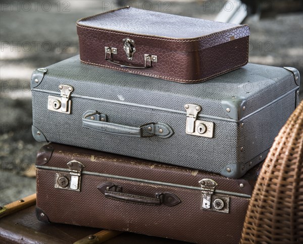 Old suitcases stacked up