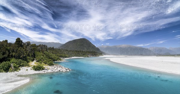 Turquoise river bed of the Haast River