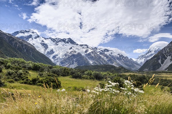 View to Mount Sefton over Tasman River Valley