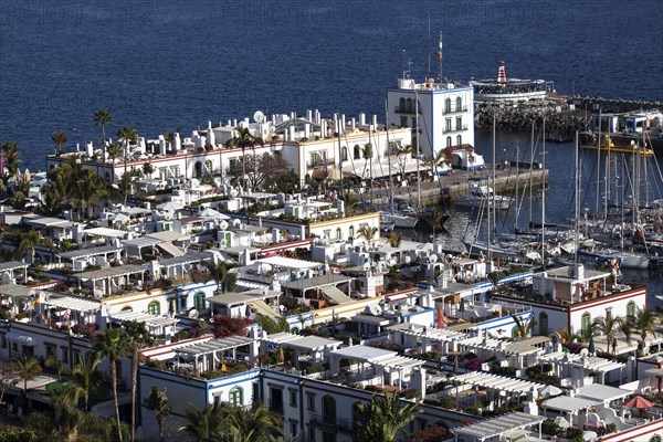 View from the Mirador towards Puerto de Mogan with the marina