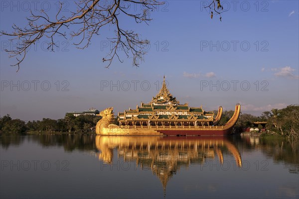 Kandawgyi Lake with Karaweik Palace Restaurant