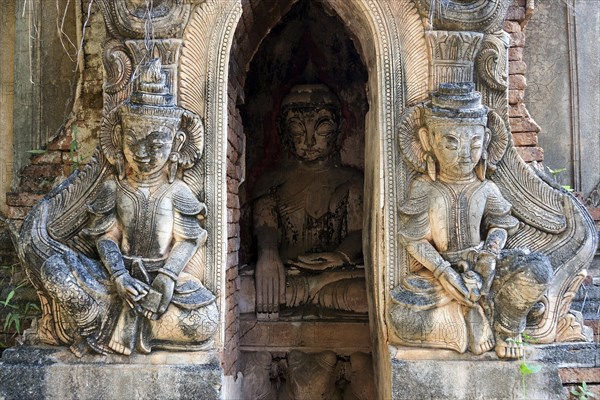 Old stonework at a pagoda in the Pagoda Forest