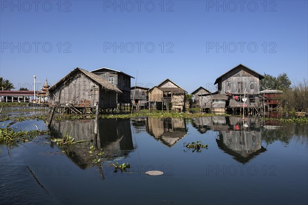 Traditional stilt houses in Inle Lake