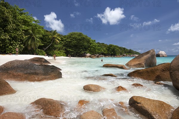 Granite cliffs and beach at Anse Lazio