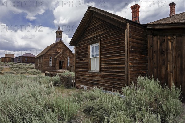 Old wooden houses and a church