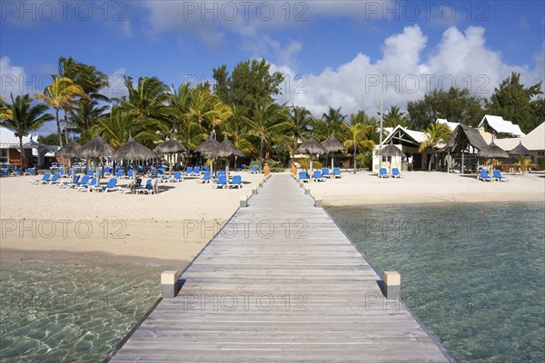 Boardwalk in the sea at palm beach Le Preskil Beach Resort