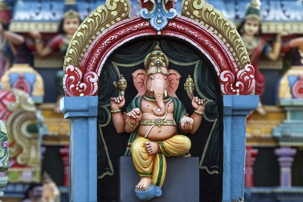 Elephant god Ganesha on a Hindu temple in Riviere des Anguilles
