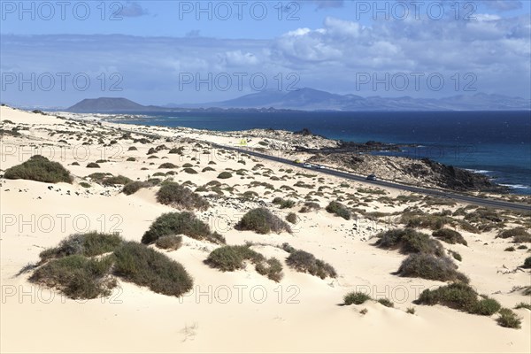 Road FV 1 in the wandering dunes El Jable