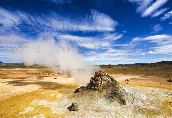 Steaming fumarole in geothermal area Hverarond also Hverir or Namaskard