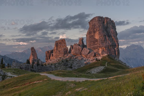 Five towers at sunset