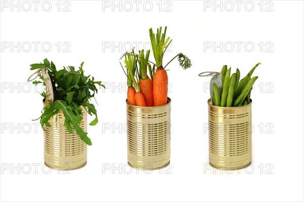 Three food cans with carrots