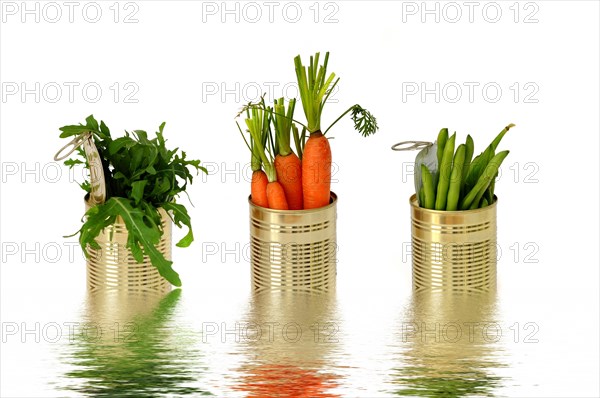 Three food cans with carrots