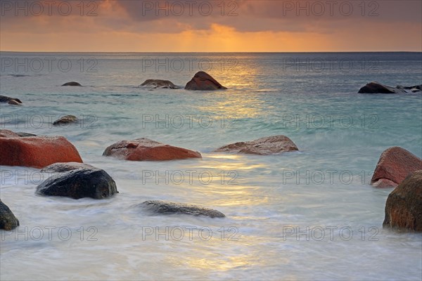 Colorful sunset at Anse Lazio