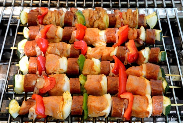 Polish skewers on a street market