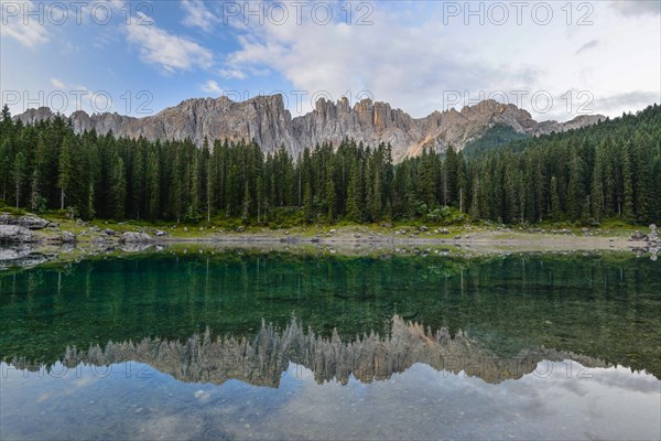 Karersee lake in front of Latemar