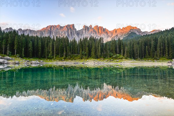 Karersee lake in front of Latemar