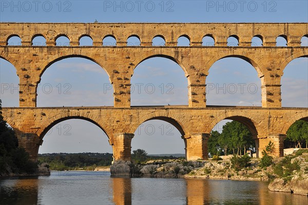 Roman aqueduct Pont du Gard over the Gardon