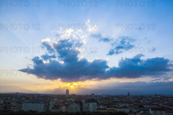 View of the city at sunset