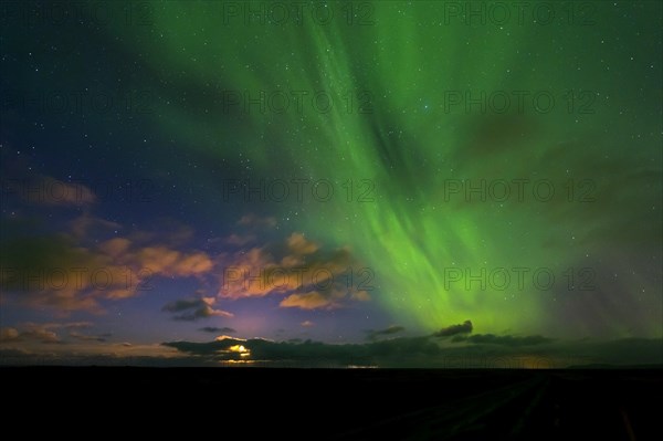 Moon and Aurora Borealis