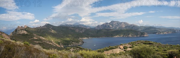 Bay with sailboat