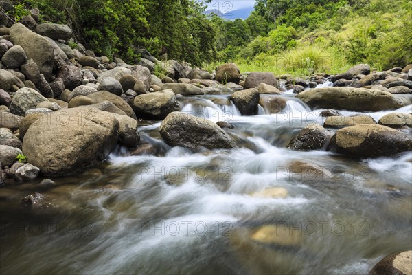 Water flowing over the rocky riverbed of the Tugela river