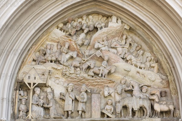 Late Gothic tympanum of the main portal of the Ritterkapelle or Knights' Chapel