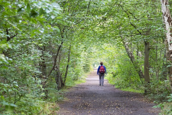 Woman on forest path