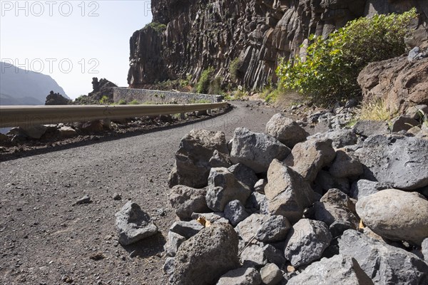 Old road with rockfall