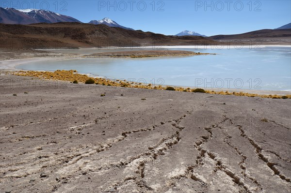 Laguna Hedionda with erosion structures by the shore