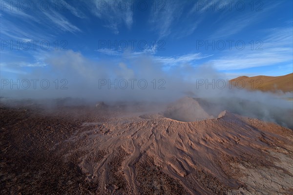 Hot springs with mud pools and steam