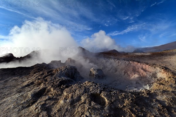 Hot springs with mud pools and steam