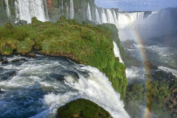 View from the waterfall Salto Santa Maria to the Garganta del diablo with rainbow